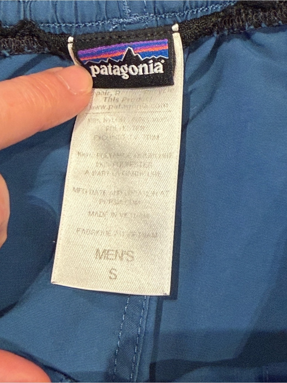 Patagonia Baggie’s Long 7” Men's Small Blue Nylon Unlined Elastic-Waist Shorts - Picture 2 of 8